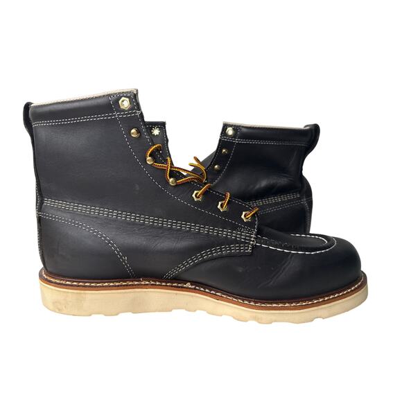 Thorogood Work Boots American 6" Men's 14D Moc Soft Toe Black Leather 814-6201 - Picture 6 of 9